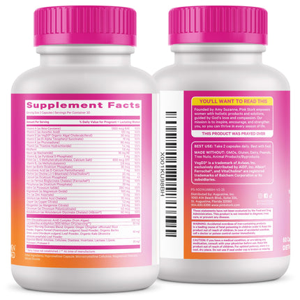 Pink Stork Premium Prenatal Vitamins – Organic Whole-Food Blend with Methylated Folate, Choline & Vegan DHA