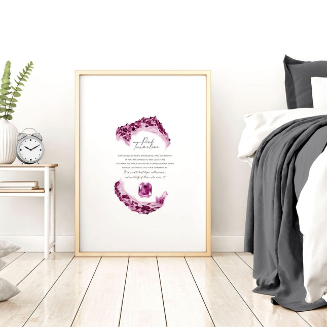 Pink Tourmaline birthstone | wall art print