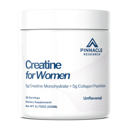 Pinnacle Research Creatine for Women – 5g Creatine Monohydrate + 5g Collagen (Unflavored)