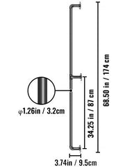 VEVOR 2-13ft Secure Pipe Stair Handrails Staircase 440lbs Handrails Carbon Steel For Wall Mount Stairs Indoors And Outdoor Black