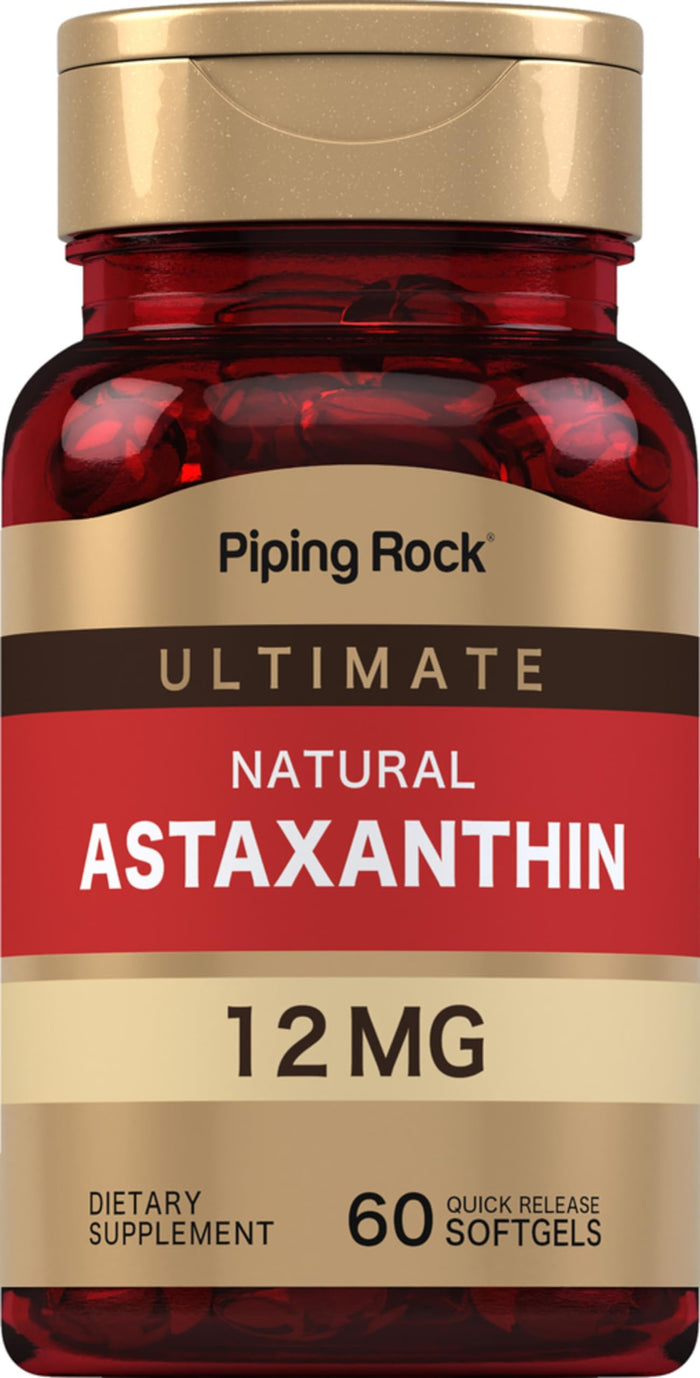 Piping Rock Astaxanthin 12mg | 60 Softgel Capsules | Extract Supplement | Gluten Free, Non-GMO
