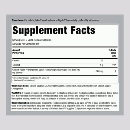 Piping Rock Cholesterol Health Supplement - 120 Softgels | Plant Sterols Formula