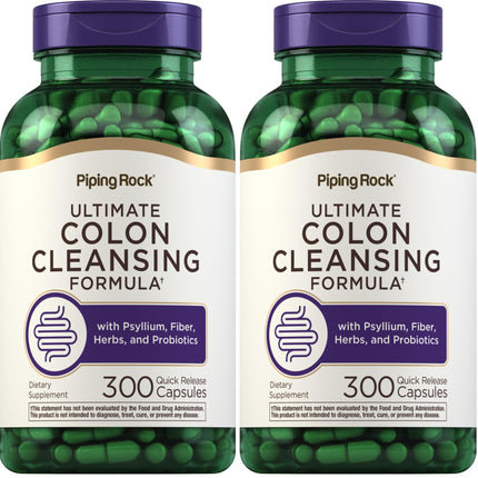Piping Rock Colon Cleanse Pills - 300 Capsules | Herbal Detox | Pack of 2