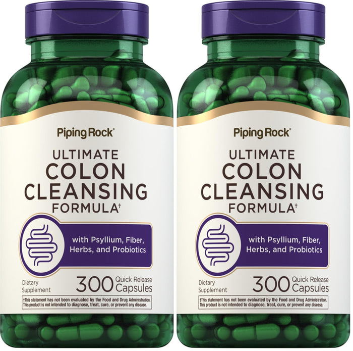 Piping Rock Colon Cleanse Pills - 300 Capsules | Herbal Detox | Pack of 2