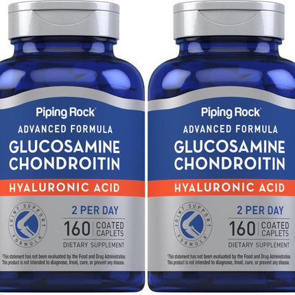 Piping Rock Glucosamine Chondroitin with Hyaluronic Acid – 160 Caplets (Pack of 2)