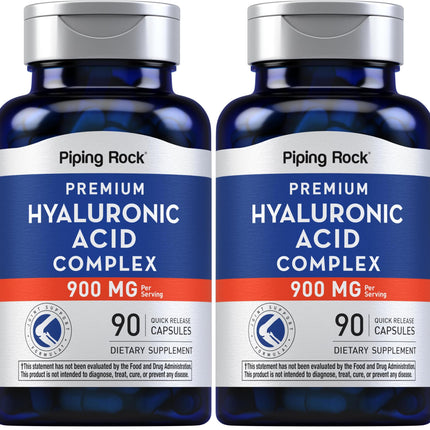Piping Rock Hyaluronic Acid 900mg – 90 Capsules | Pack of 2 | Non-GMO, Gluten Free