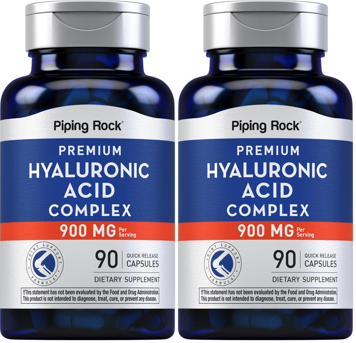 Piping Rock Hyaluronic Acid 900mg – 90 Capsules | Pack of 2 | Non-GMO, Gluten Free