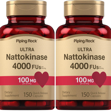 Piping Rock Nattokinase Supplement 4000 FU - 100mg, 150 Capsules, Non-GMO, Gluten Free (Pack of 2)