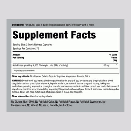 Piping Rock Nattokinase Supplement 4000 FU - 100mg, 150 Capsules, Non-GMO, Gluten Free (Pack of 2)