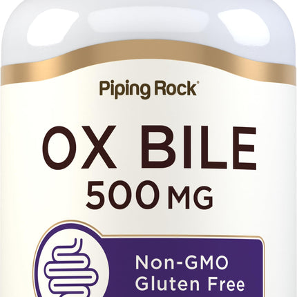 Piping Rock Ox Bile Supplement 500mg – 120 Capsules | Gluten Free & Non-GMO
