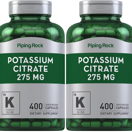 Piping Rock Potassium Citrate Supplement | 275 mg | 400 Capsules | Non-GMO, Gluten Free (Pack of 2)