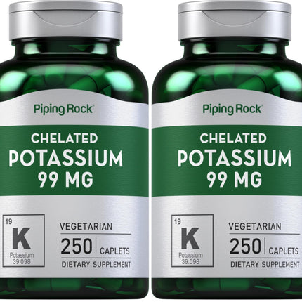 Piping Rock Chelated Potassium 99 mg – 250 Caplets | Potassium Gluconate