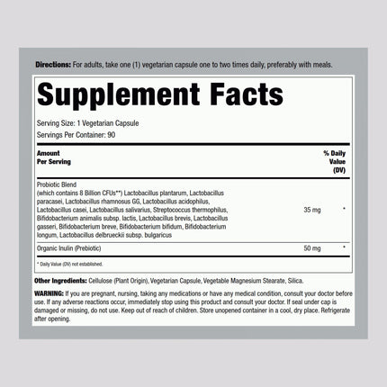 Piping Rock Probiotic for Men & Women – 90 Capsules | Digestive Support | Non-GMO, Gluten Free & Vegetarian | Lindberg (Pack of 2)