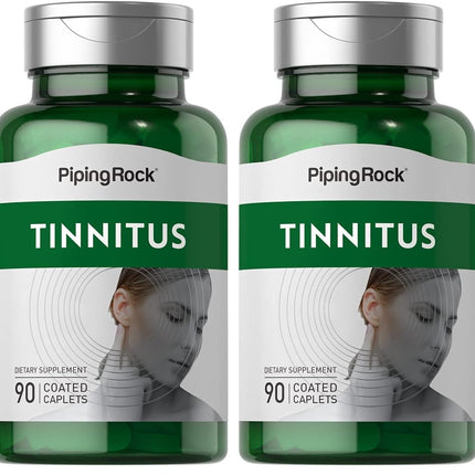 Piping Rock Tinnitus Supplement - 90 Caplets (Pack of 2) | Vegetarian, Non-GMO, Gluten Free