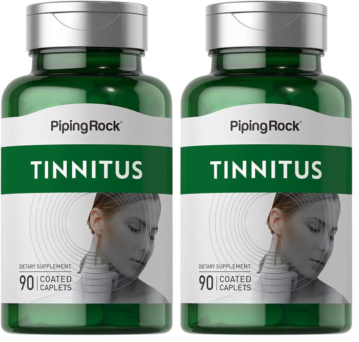 Piping Rock Tinnitus Supplement - 90 Caplets (Pack of 2) | Vegetarian, Non-GMO, Gluten Free