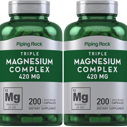 Piping Rock Triple Magnesium Complex 420 mg | 200 Capsules | Pack of 2