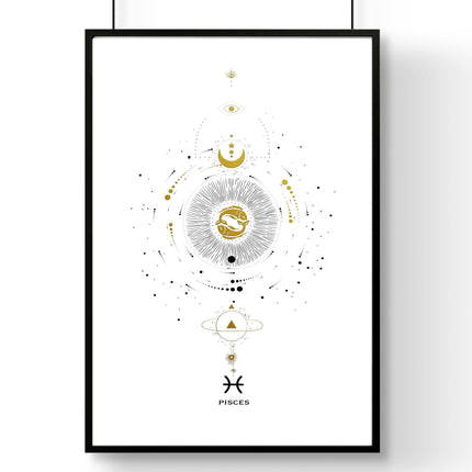 Pisces zodiac sign wall art print