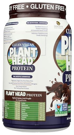 Genceutic Naturals Plant Head Protein – Chocolate, 1.8 Pounds