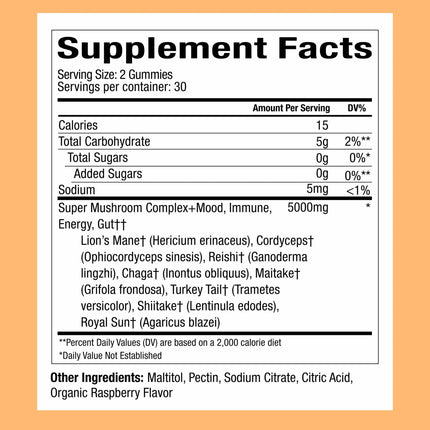 WonderDay Extra Strength Mushroom Gummies | Plant People – Sugar-Free, 60 Count