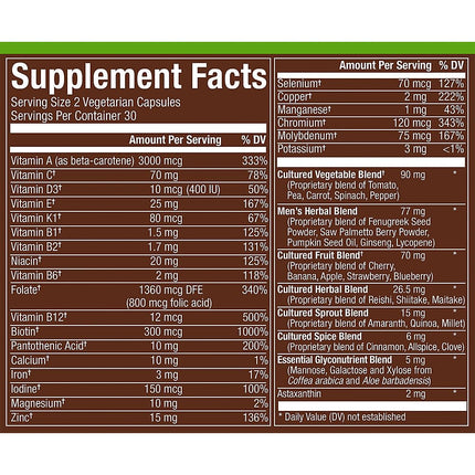 plnt Fermented Whole Food MenaTMs 50+ Multivitamin - 60 Veg Capsules