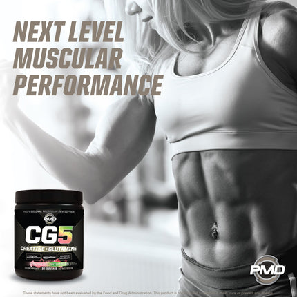 PMD Sports CG5 Premium Creatine & L-Glutamine Powder – Power, Recovery, Lean Muscle (Strawberry Watermelon, 30 Servings)