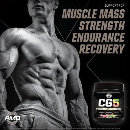 PMD Sports CG5 Premium Creatine & L-Glutamine Powder – Power, Recovery, Lean Muscle (Strawberry Watermelon, 30 Servings)