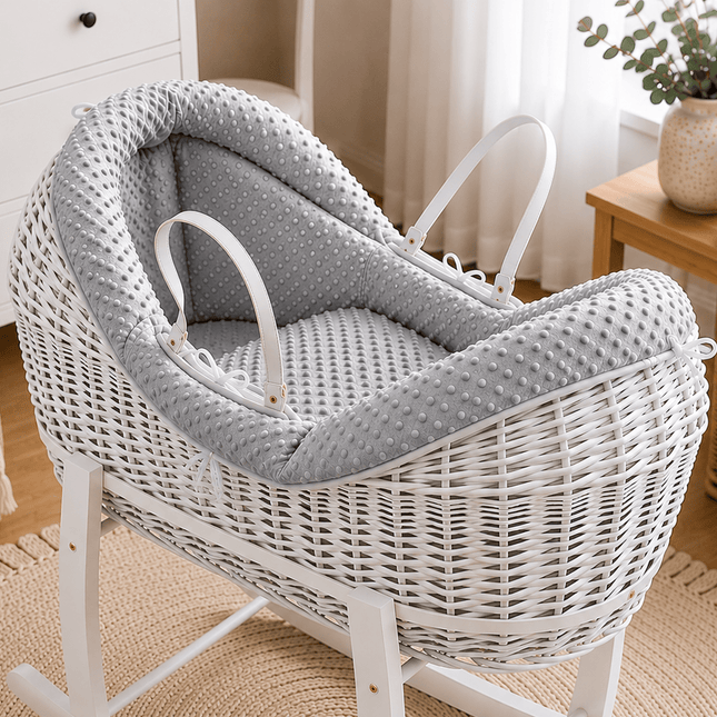 Pod Grey Dimple Moses Basket Bedding Set (Basket Not Included!)