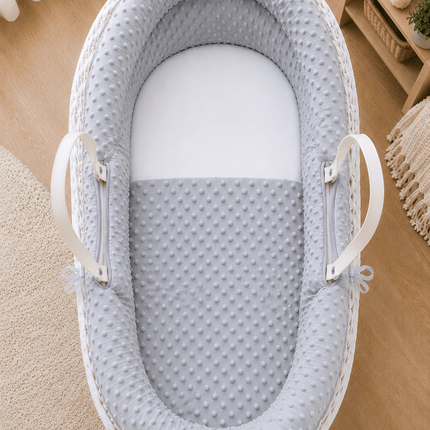 Pod Grey Dimple Moses Basket Bedding Set (Basket Not Included!)