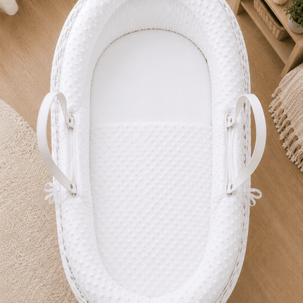 Pod White Dimple Moses Basket Bedding Set (Basket Not Included!)