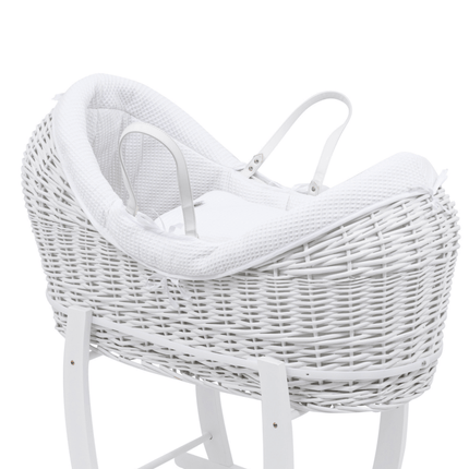 Pod White Waffle Moses Basket Bedding Set