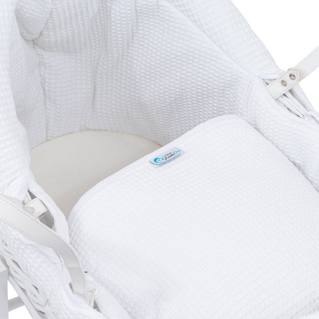 Pod White Waffle Moses Basket Bedding Set