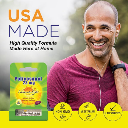 Nature's Life Policosanol 23mg | Cardiovascular Health & Blood Circulation | 60 Tabs