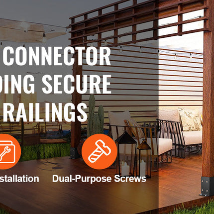 VEVOR 4x4/ 6x6 Post Base 2/ 4 Pcs Powder-Coated Post Anchor Matte Black Wood Post Brackets for Pavilion Deck Railing