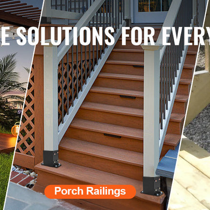 VEVOR 4x4/ 6x6 Post Base 2/ 4 Pcs Powder-Coated Post Anchor Matte Black Wood Post Brackets for Pavilion Deck Railing