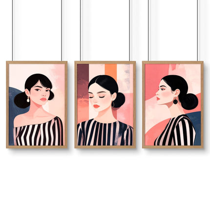 Poster Frame Large | Set of 3 Boho Women Wall art Prints