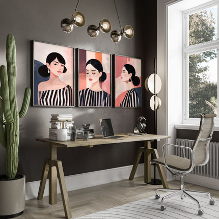 Poster Frame Large | Set of 3 Boho Women Wall art Prints