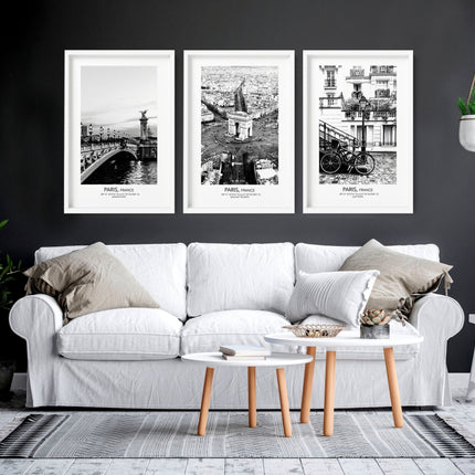 Posters for Living Room – Set of 3 Paris Wall Art Prints