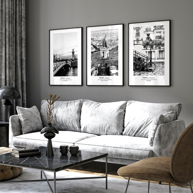 Posters for Living Room – Set of 3 Paris Wall Art Prints