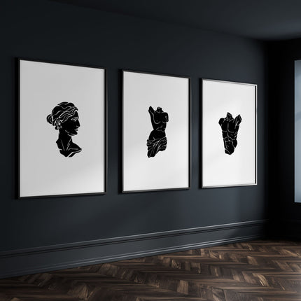 Posters With Frames | Set of 3 Sculpture Wall art Prints