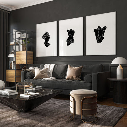 Posters With Frames | Set of 3 Sculpture Wall art Prints