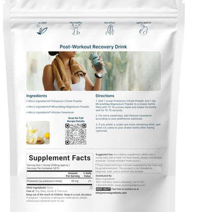 US Origin Potassium Citrate Powder 1 kg | Hydration Electrolyte Supplement