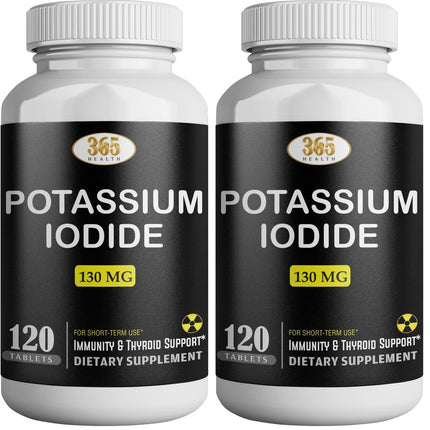 Potassium Iodide 130 mg KI Tablets – USA Made, 120-Count per Bottle, Pack of 2 (240 Tablets)