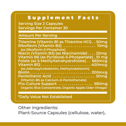 Premier Research Labs Complete B Vitamin Complex - 9 Active B Vitamins for Liver, Energy & Brain Support | 60 Caps