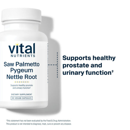 Vital Nutrients Saw Palmetto with Pygeum & Nettle Root – Vegan Prostate Support, 60 Capsules