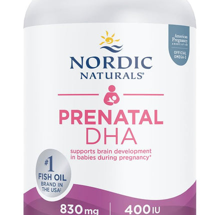 Nordic Naturals Prenatal DHA, Unflavored — 180 Soft Gels, 830 mg Omega-3 + 400 IU Vitamin D3 | Non-GMO, Official Omega-3 of the American Pregnancy Association