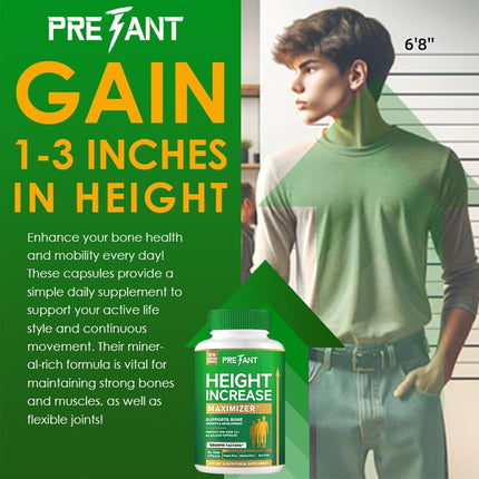 PRETANT Growth Capsules - Grow Taller Naturally with Calcium for Bone Strength
