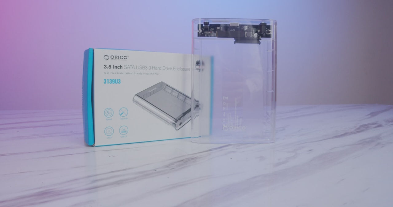 ORICO 3139U3 3,5 Zoll SATA HDD USB 3.0 Micro B Externes Festplattengehäuse Aufbewahrungsgehäuse (transparent)