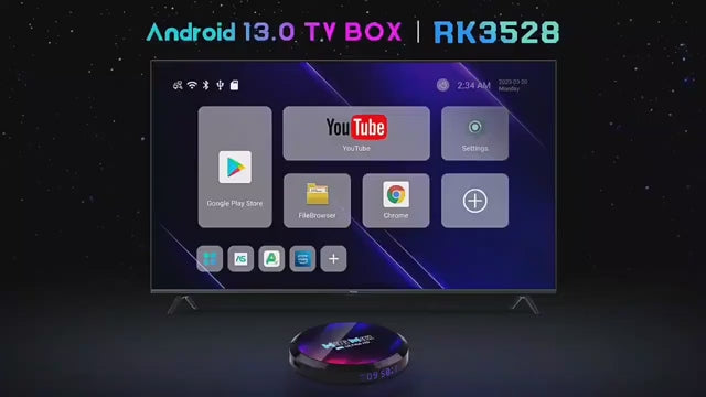 H96 Max 8K Ultra HD Smart TV Box Android 13.0 Media Player with Remote Control, RK3528 Quad-Core, 4GB+32GB(UK Plug)