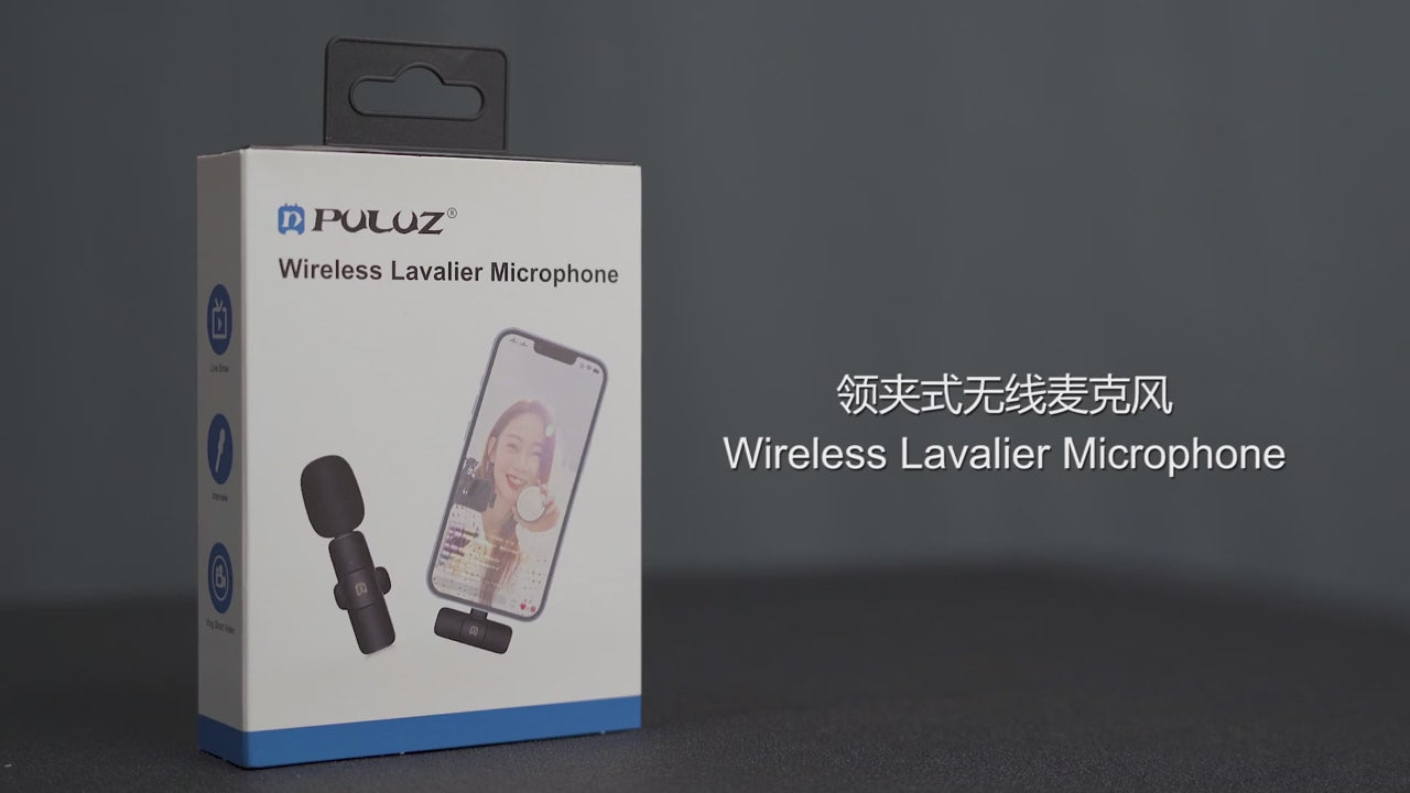 PULUZ Kabelloses Lavalier-Hallmikrofon mit Rauschunterdrückung für Typ-C-/USB-C-Geräte, unterstützt das Aufladen von Telefonen (schwarz)