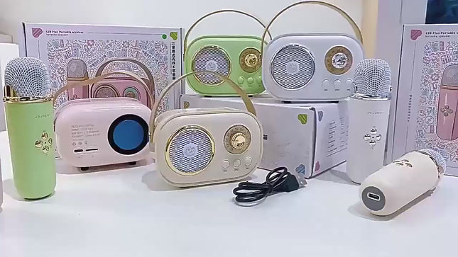 C20 Plus Multifunctional Karaoke Bluetooth Speaker With Microphone (Beige)